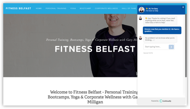 Fitness Belfast website and friendly conversation